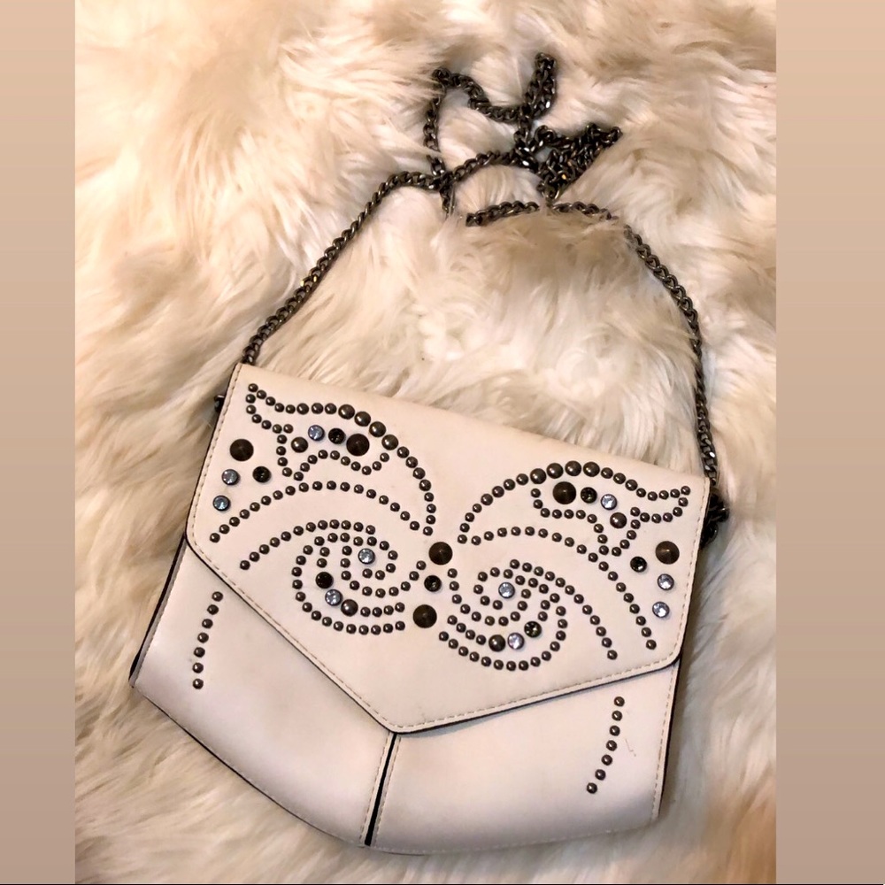 Studded White Crossbody Bag